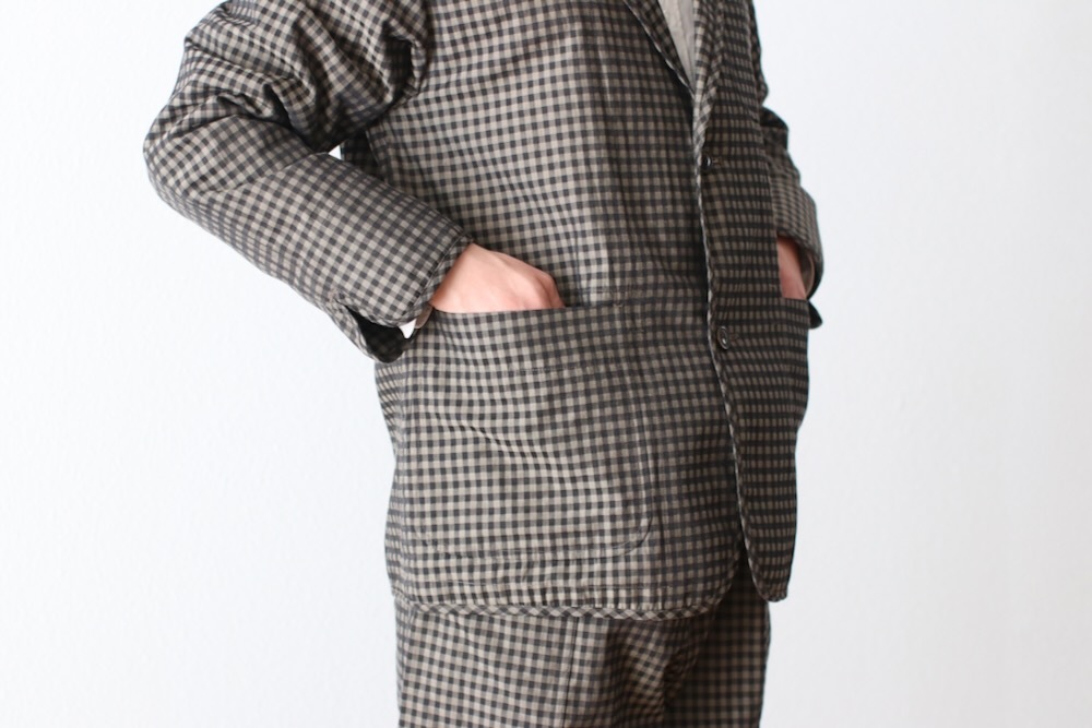 ts(s) (�ƥ�����������) "Gingham Plaid Jacquard Polyester*Cotton Cloth 2 Button 3 Patch Pocket Piping Jacket"