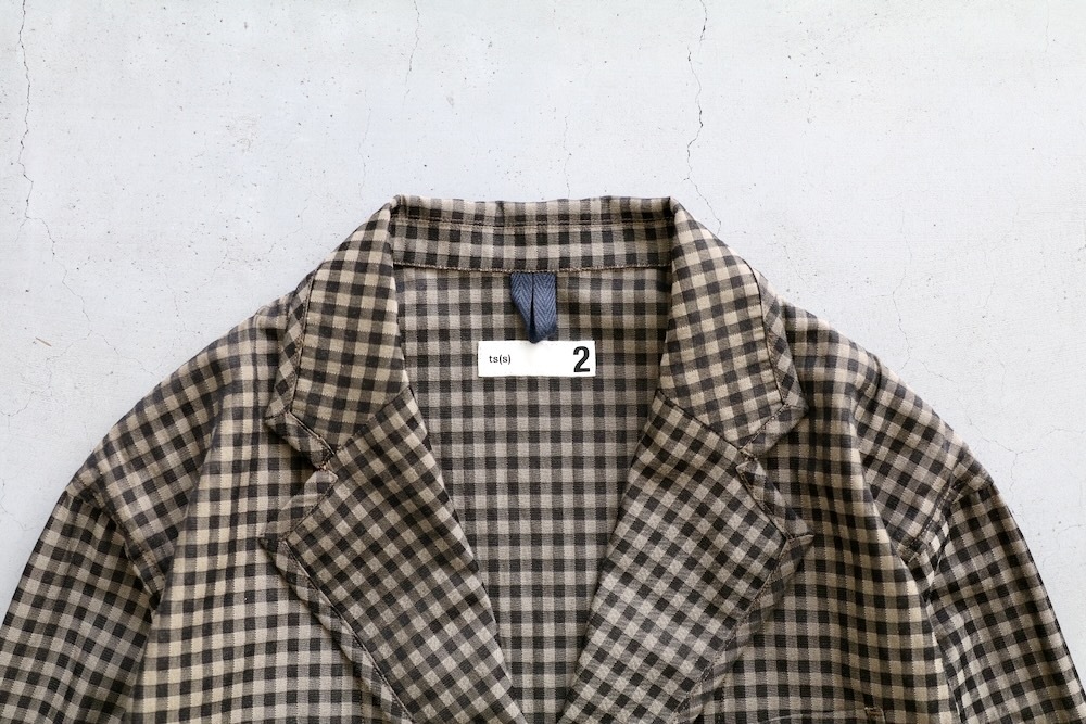 ts(s) (�ƥ�����������) "Gingham Plaid Jacquard Polyester*Cotton Cloth 2 Button 3 Patch Pocket Piping Jacket"