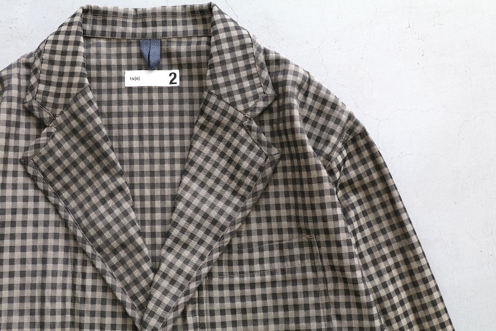 ts(s) (�ƥ�����������) "Gingham Plaid Jacquard Polyester*Cotton Cloth 2 Button 3 Patch Pocket Piping Jacket"