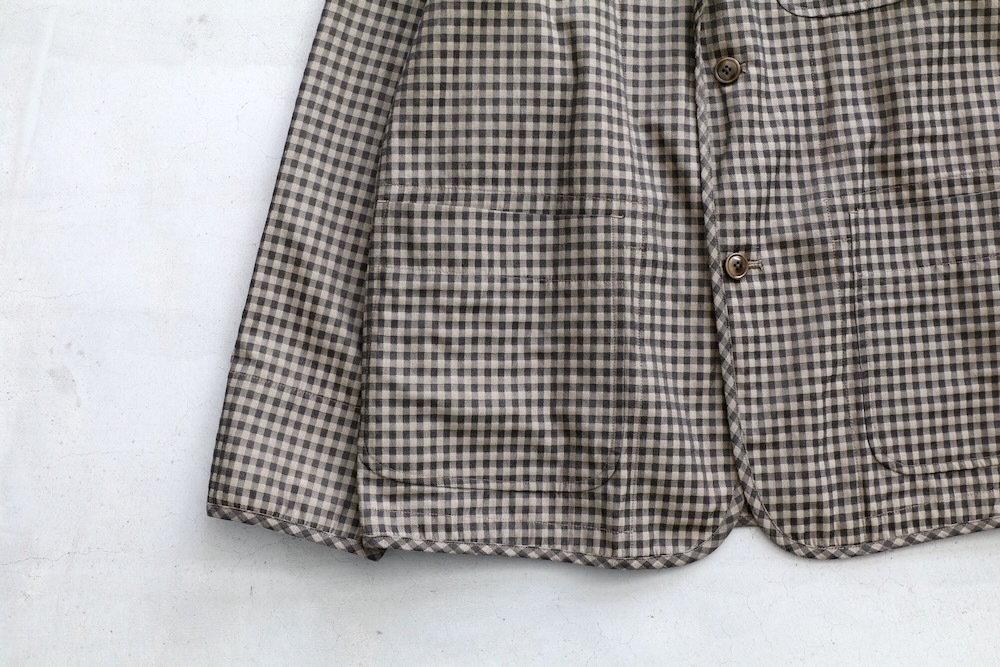 ts(s) (�ƥ�����������) "Gingham Plaid Jacquard Polyester*Cotton Cloth 2 Button 3 Patch Pocket Piping Jacket"