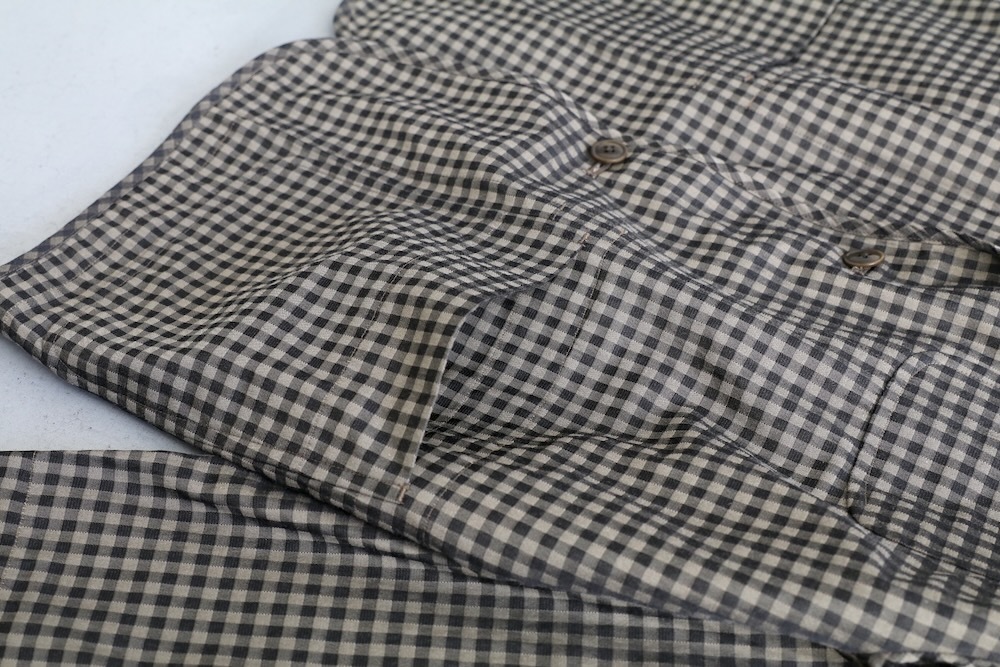 ts(s) (�ƥ�����������) "Gingham Plaid Jacquard Polyester*Cotton Cloth 2 Button 3 Patch Pocket Piping Jacket"