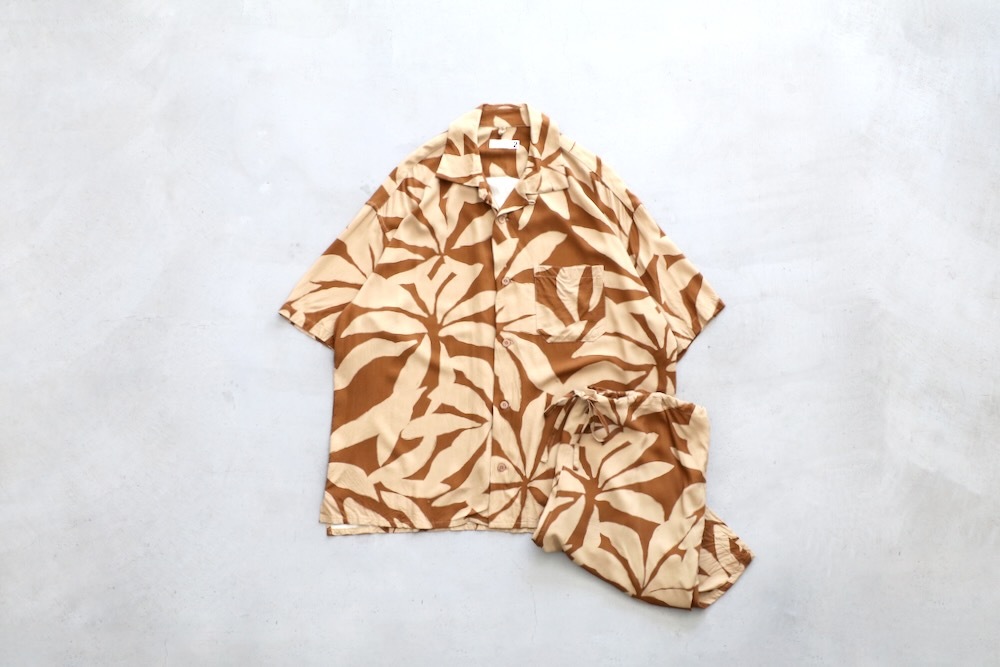 ts(s) (�ƥ�����������) "Open Collar Short Sleeve Shirt -Leaf Print Viscose Cloth-"