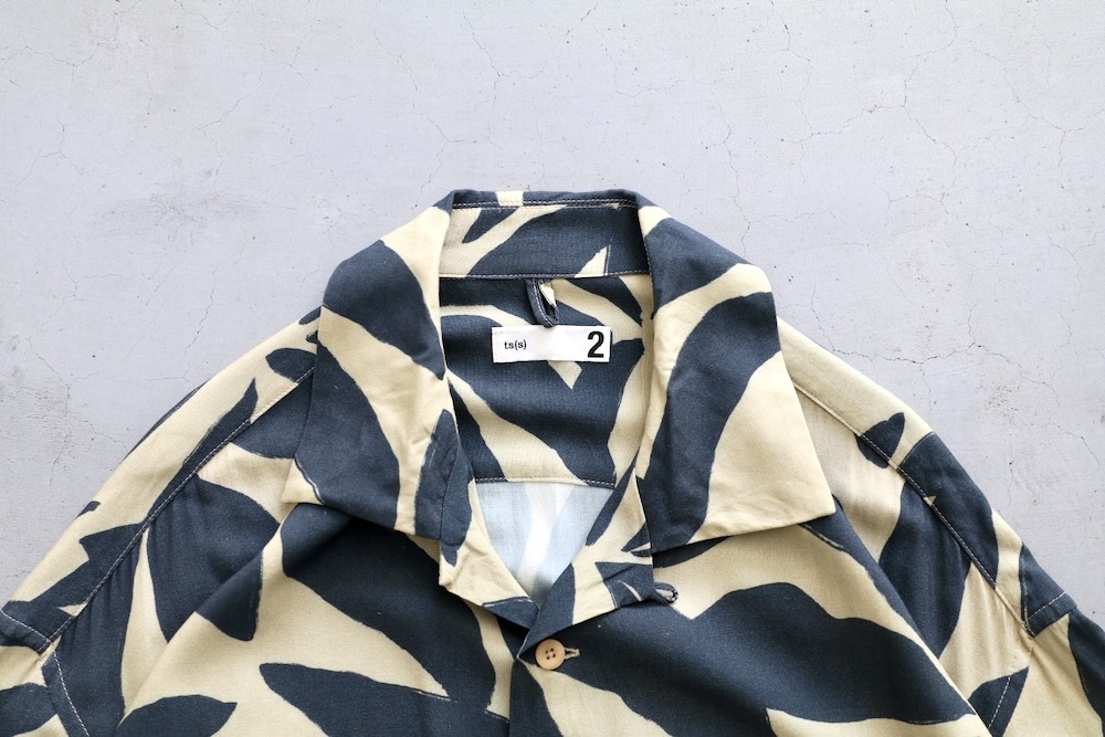 ts(s) (�ƥ�����������) "Open Collar Short Sleeve Shirt -Leaf Print Viscose Cloth-"