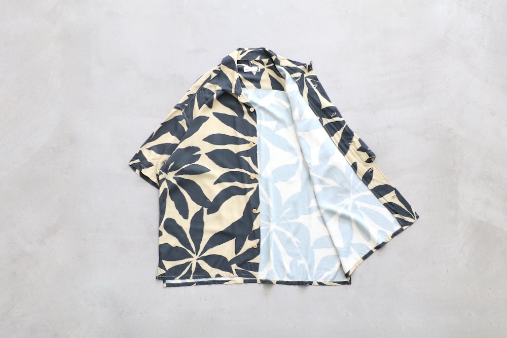 ts(s) (�ƥ�����������) "Open Collar Short Sleeve Shirt -Leaf Print Viscose Cloth-"