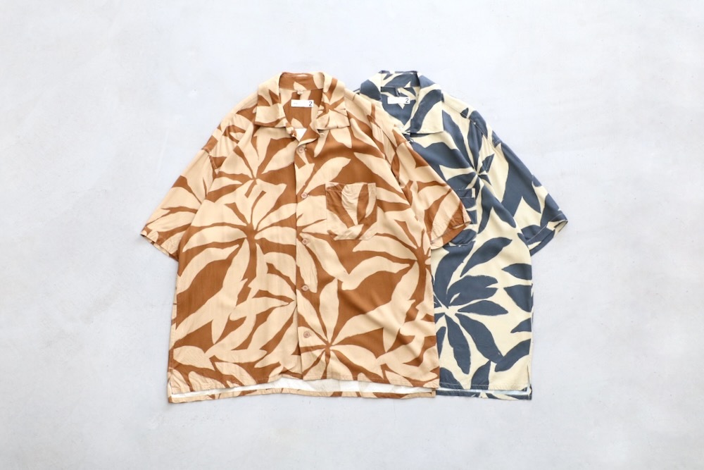 ts(s) (�ƥ�����������) "Open Collar Short Sleeve Shirt -Leaf Print Viscose Cloth-"