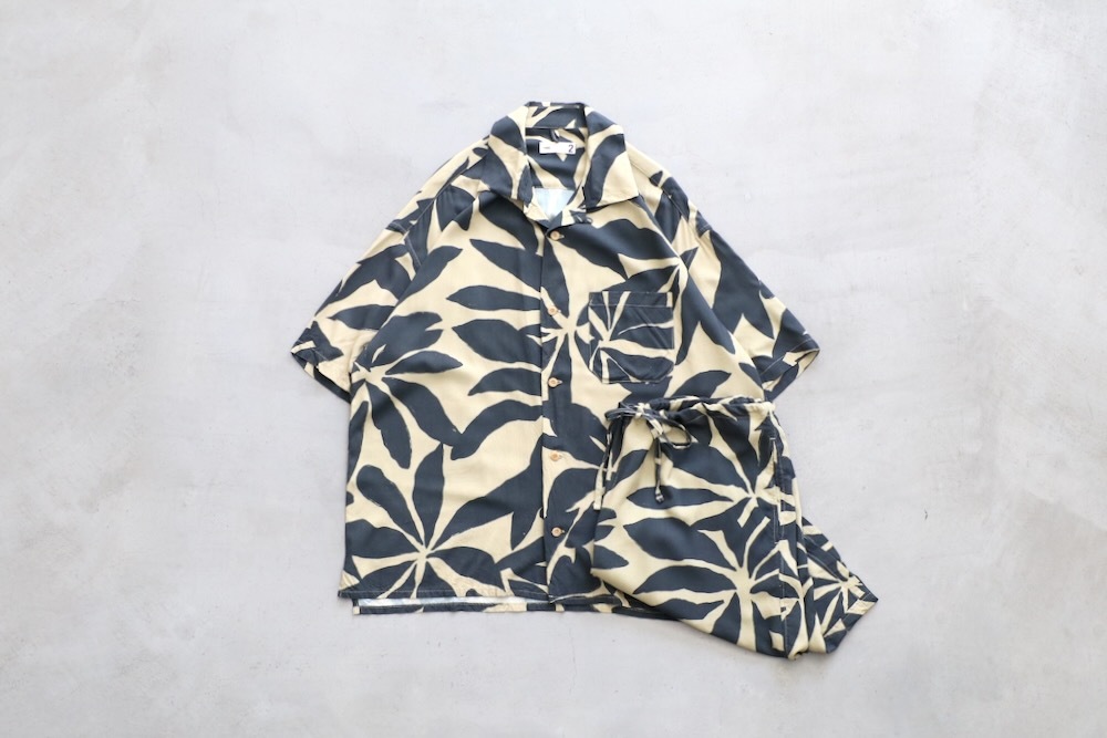 ts(s) (�ƥ�����������) "Open Collar Short Sleeve Shirt -Leaf Print Viscose Cloth-"