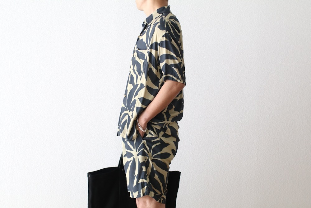 ts(s) (�ƥ�����������) "Open Collar Short Sleeve Shirt -Leaf Print Viscose Cloth-"