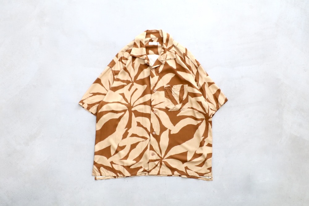 ts(s) (�ƥ�����������) "Open Collar Short Sleeve Shirt -Leaf Print Viscose Cloth-"
