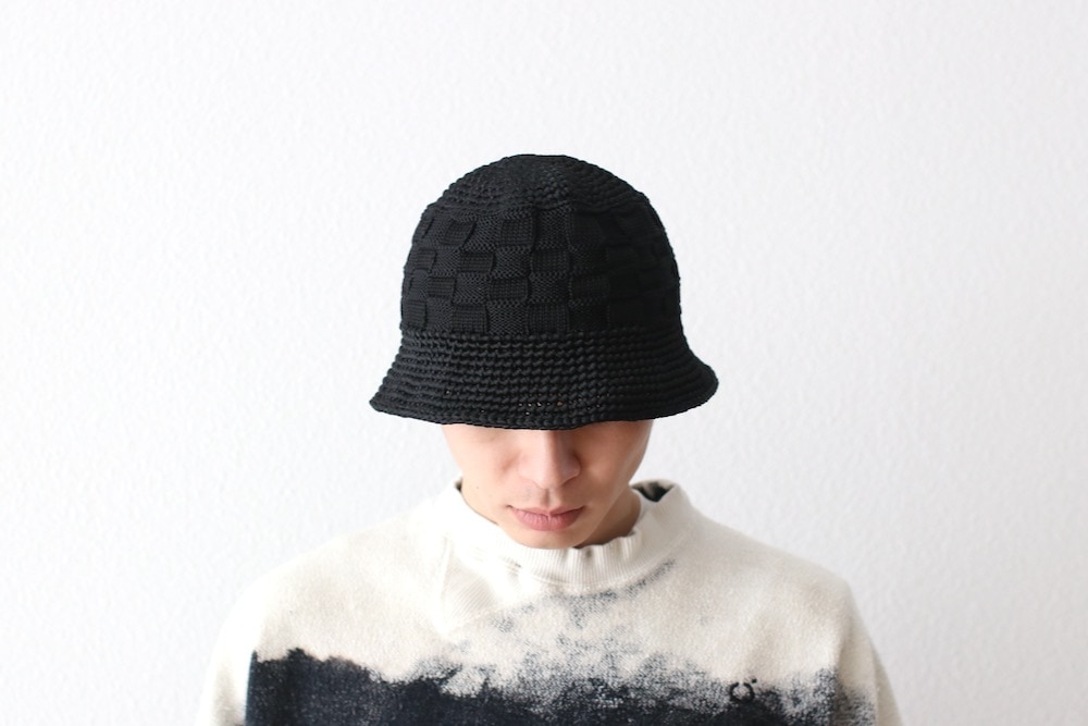 KIJIMA TAKAYUKI(������ �����業) "POLY KNIT BUCKET HAT (CHECKERBOAD)"