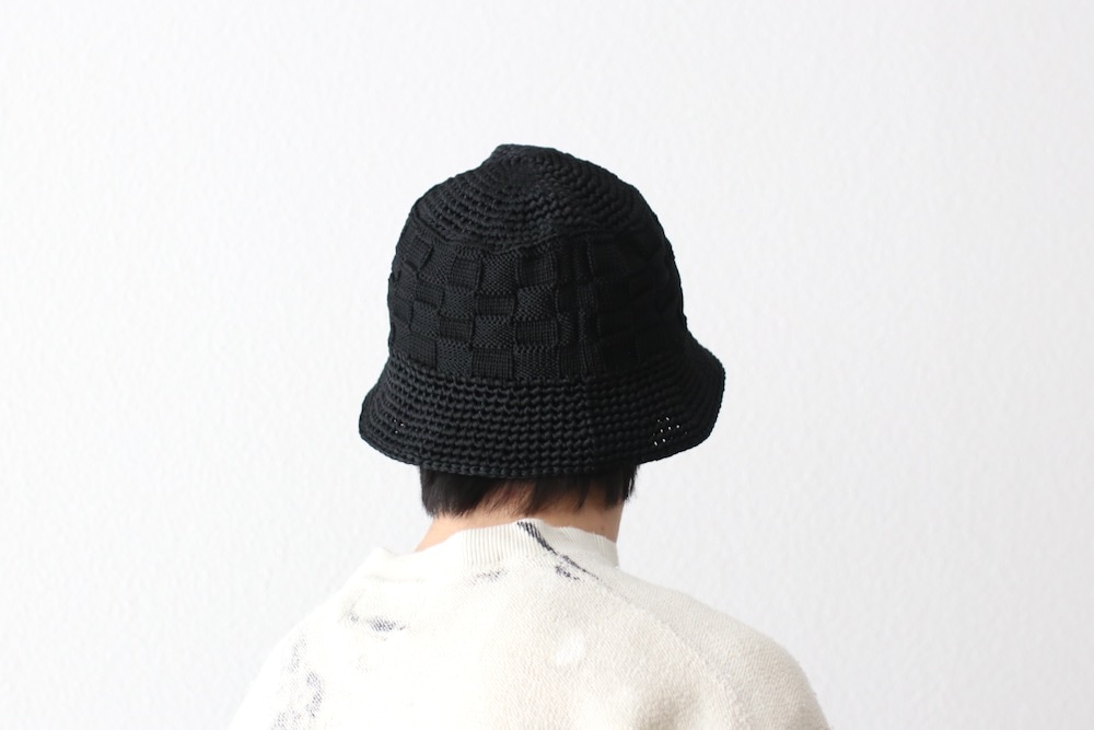 KIJIMA TAKAYUKI(������ �����業) "POLY KNIT BUCKET HAT (CHECKERBOAD)"