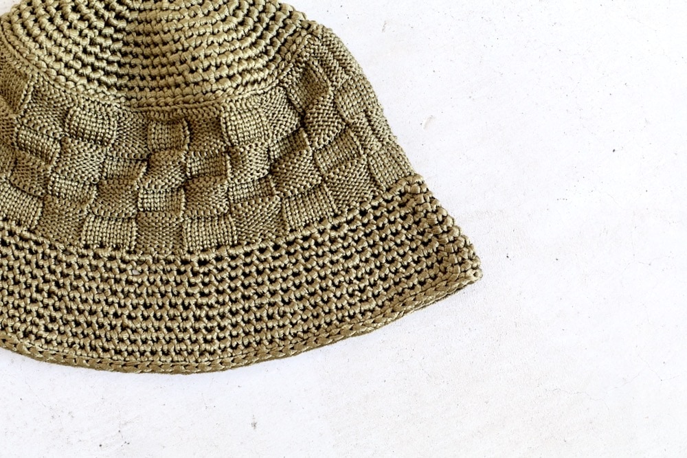 KIJIMA TAKAYUKI(������ �����業) "POLY KNIT BUCKET HAT (CHECKERBOAD)"