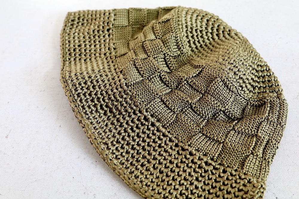 KIJIMA TAKAYUKI(������ �����業) "POLY KNIT BUCKET HAT (CHECKERBOAD)"