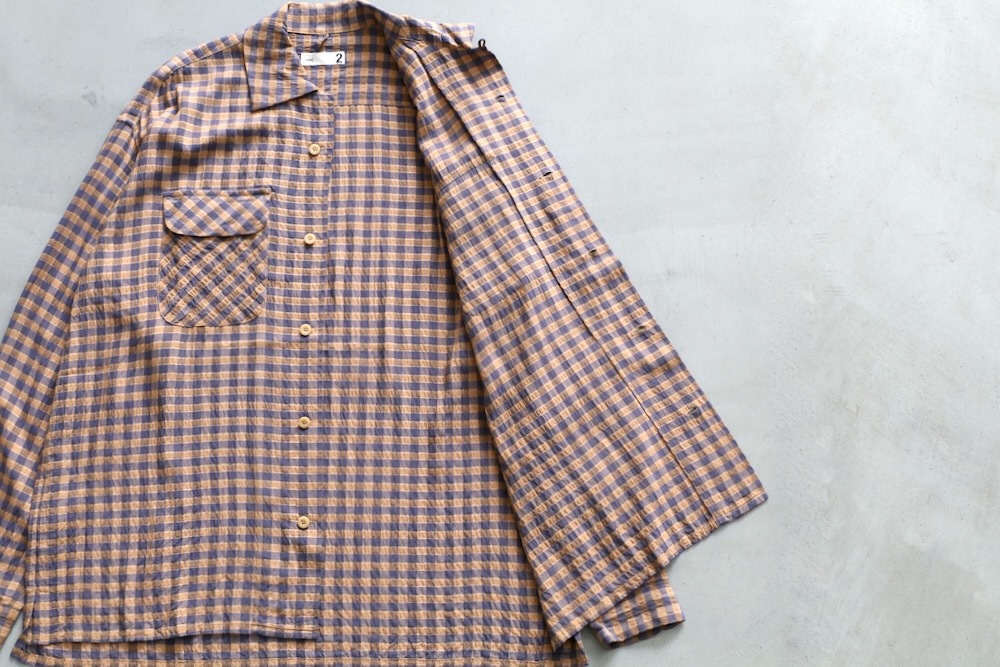 ts(s) (�ƥ�����������) "Gingham Plaid Viscose*Nylon Crinkle Cloth Round Flap Pocket Shirt"