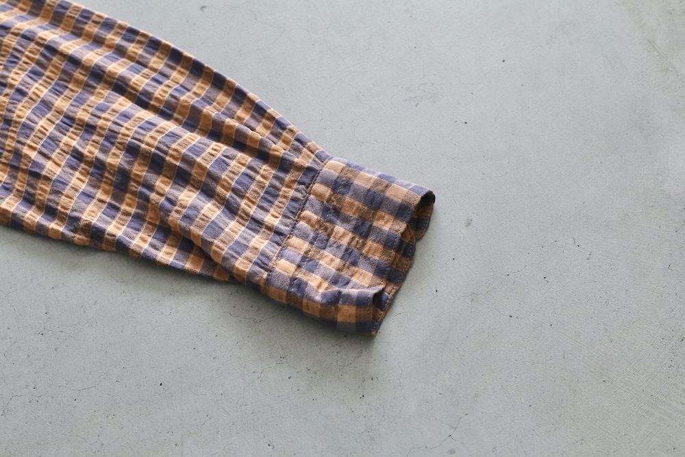 ts(s) (�ƥ�����������) "Gingham Plaid Viscose*Nylon Crinkle Cloth Round Flap Pocket Shirt"