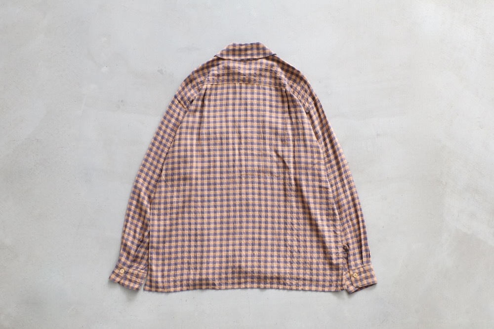 ts(s) (�ƥ�����������) "Gingham Plaid Viscose*Nylon Crinkle Cloth Round Flap Pocket Shirt"