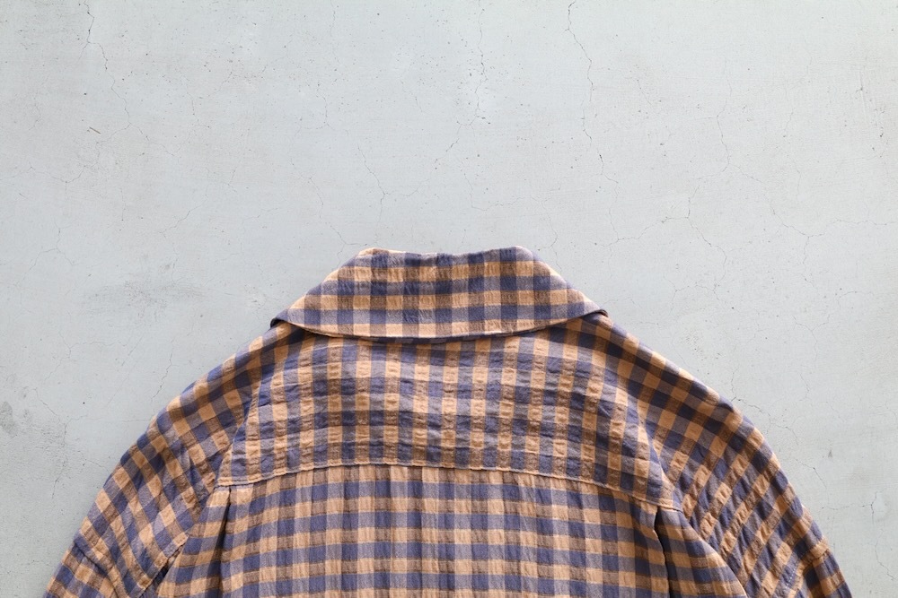 ts(s) (�ƥ�����������) "Gingham Plaid Viscose*Nylon Crinkle Cloth Round Flap Pocket Shirt"