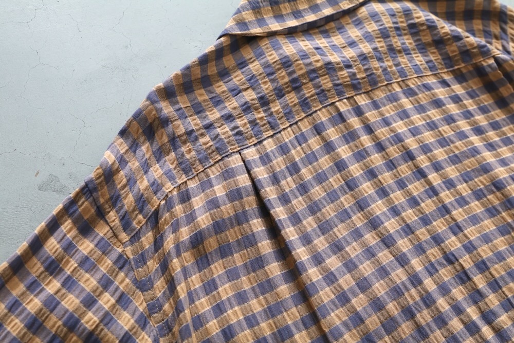 ts(s) (�ƥ�����������) "Gingham Plaid Viscose*Nylon Crinkle Cloth Round Flap Pocket Shirt"