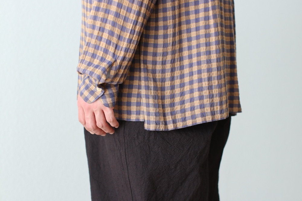 ts(s) (�ƥ�����������) "Gingham Plaid Viscose*Nylon Crinkle Cloth Round Flap Pocket Shirt"