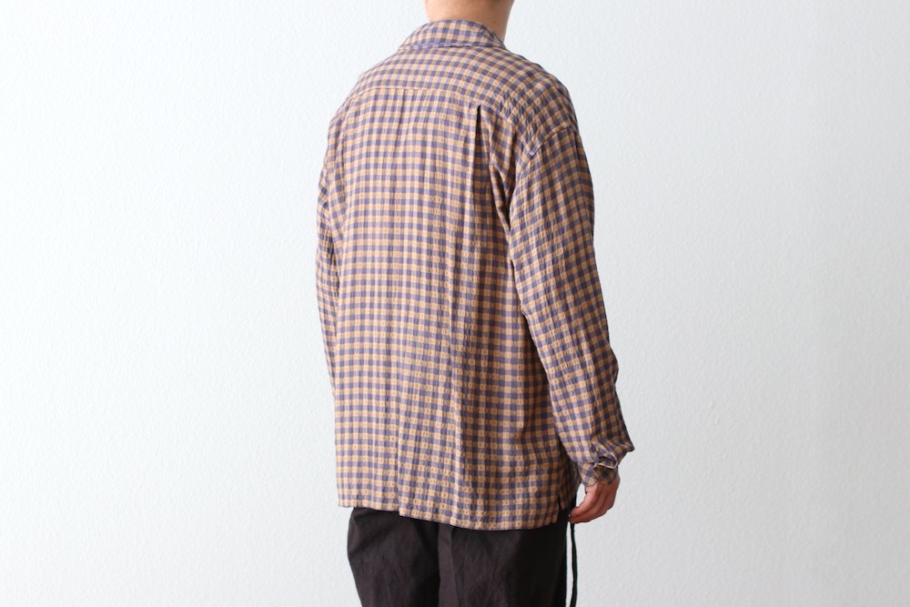 ts(s) (�ƥ�����������) "Gingham Plaid Viscose*Nylon Crinkle Cloth Round Flap Pocket Shirt"