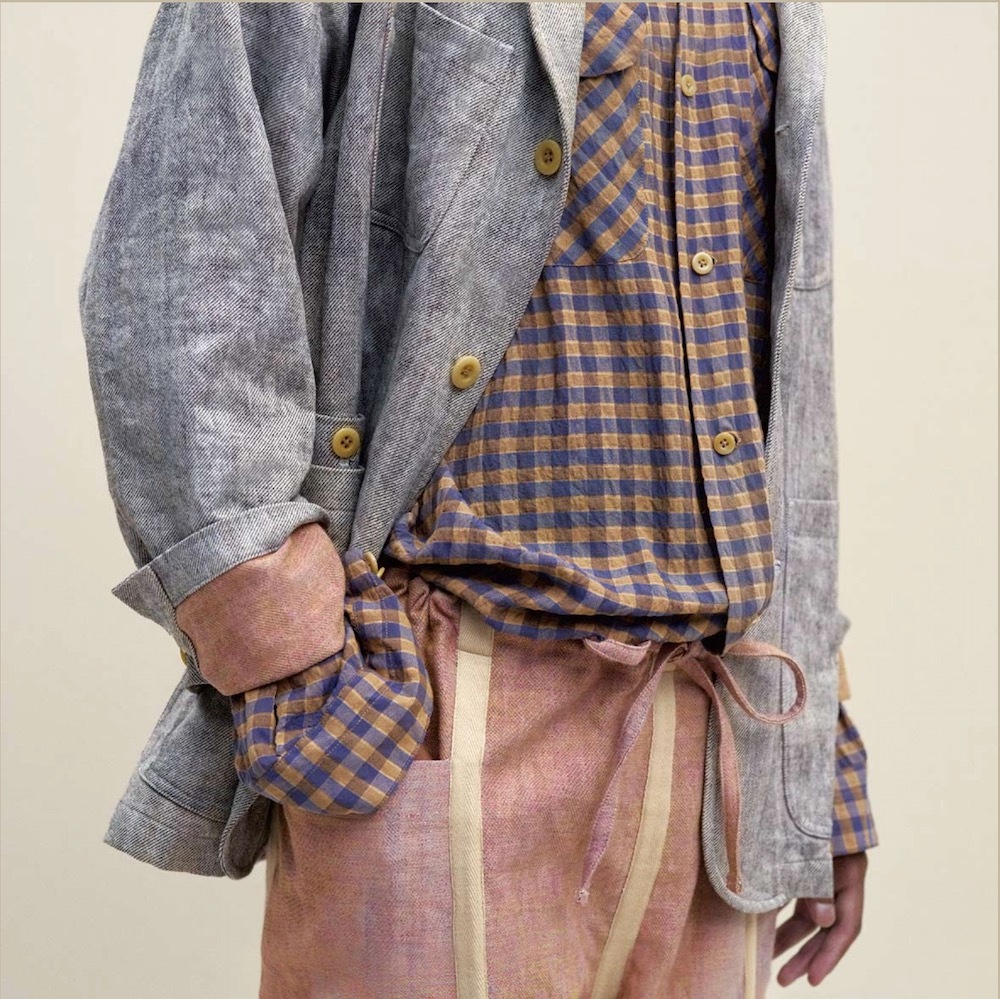 ts(s) (�ƥ�����������) "Gingham Plaid Viscose*Nylon Crinkle Cloth Round Flap Pocket Shirt"