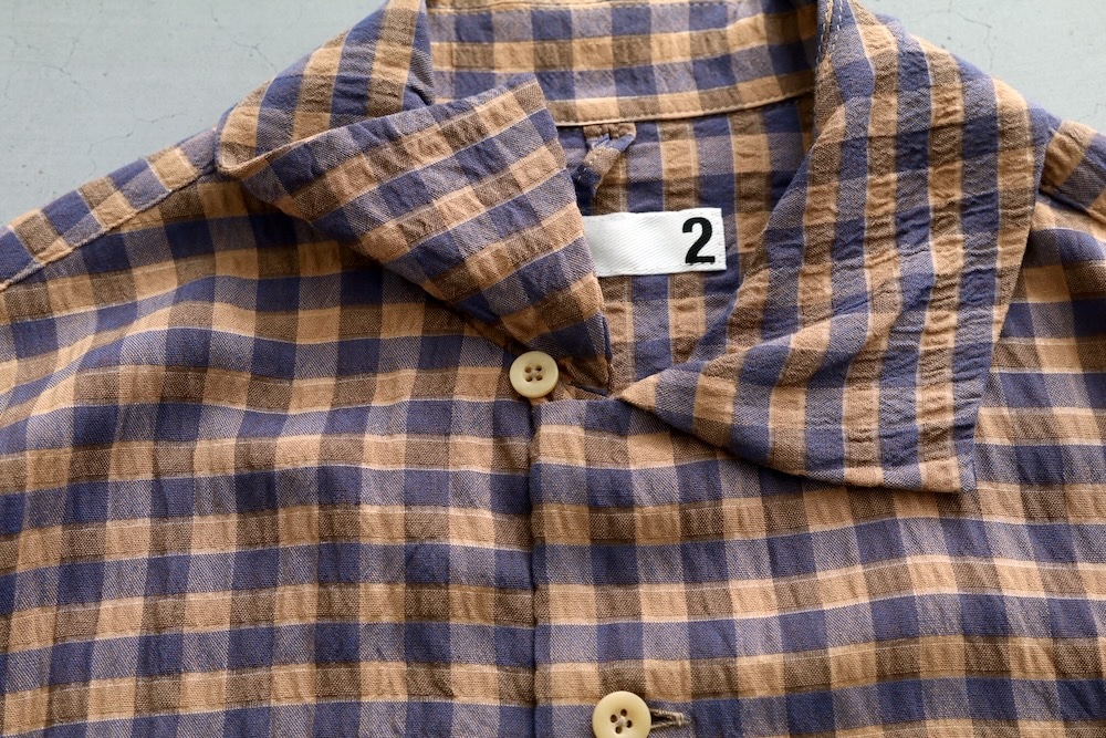 ts(s) (�ƥ�����������) "Gingham Plaid Viscose*Nylon Crinkle Cloth Round Flap Pocket Shirt"