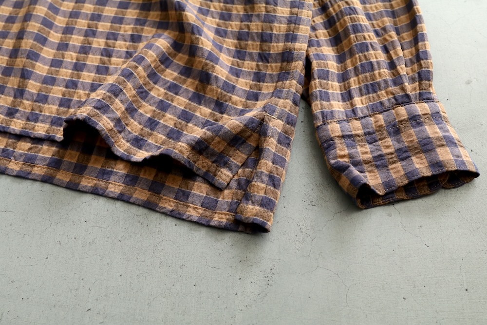 ts(s) (�ƥ�����������) "Gingham Plaid Viscose*Nylon Crinkle Cloth Round Flap Pocket Shirt"