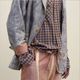 ts(s) (�ƥ�����������) "Gingham Plaid Viscose*Nylon Crinkle Cloth Round Flap Pocket Shirt"