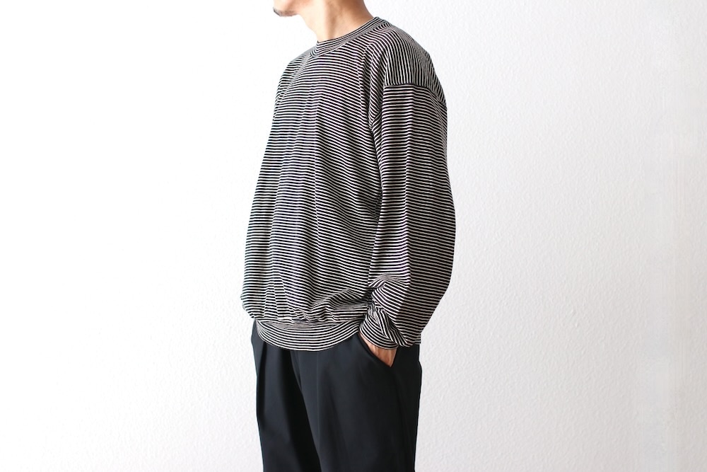 トップス blurhms 24AW C/NAPP Border Crew Neck P/O blurhms C/NAPP Border Crew Neck P/O , Black x Ivory – Navyblue