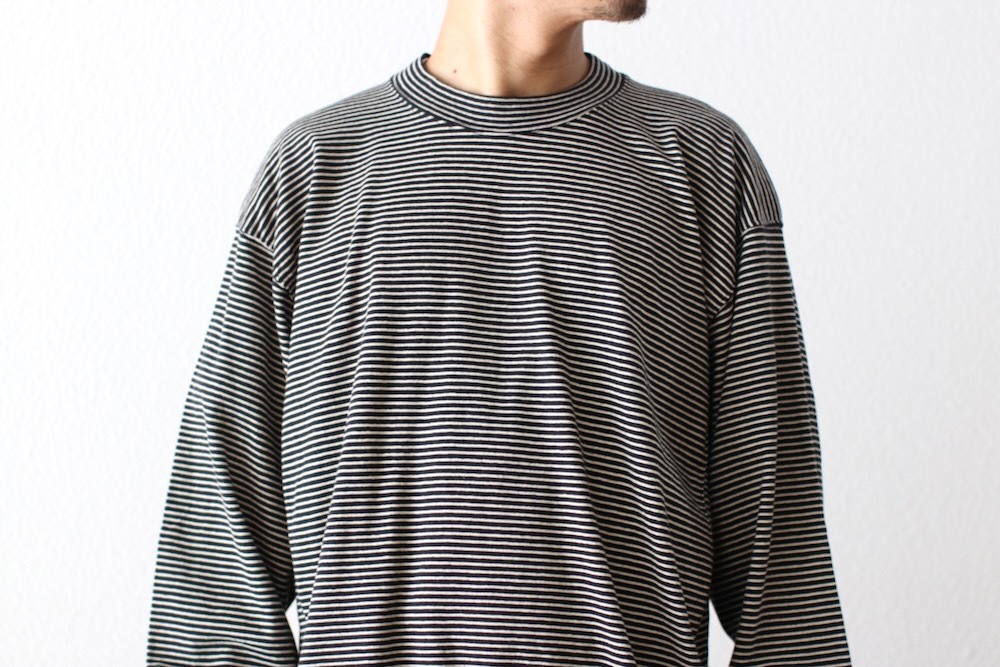 blurhms C/NAPP Border Crew Neck P/O , Black x Ivory – Navyblue