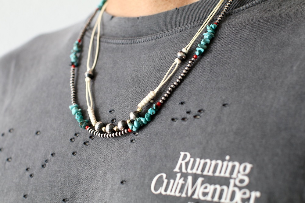 ��ͽ���ʡ�Indian Jewelry (����ǥ����� ���奨�꡼) "Leather Navajo Pearls Necklace 57cm / 58cm -ERICKA NICOLAS BEGAY-"