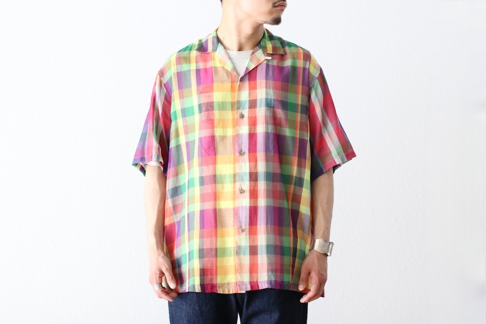 SEVEN BY SEVEN (���֥�Х����֥�) "OPEN COLLAR SHEER SHIRTS��S/S - Handwoven Madras check -"