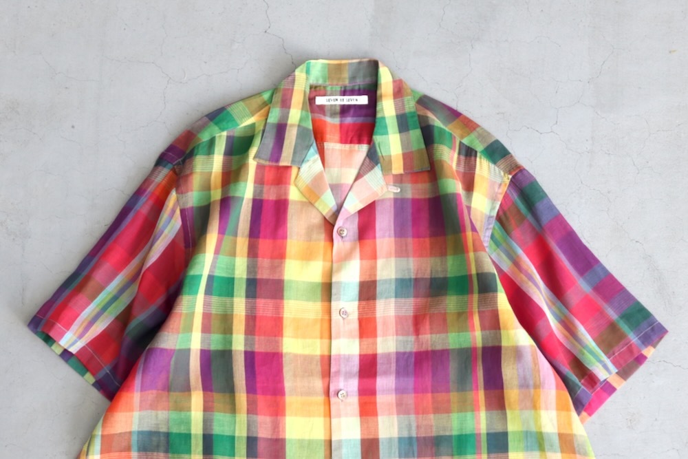 SEVEN BY SEVEN (���֥�Х����֥�) "OPEN COLLAR SHEER SHIRTS��S/S - Handwoven Madras check -"