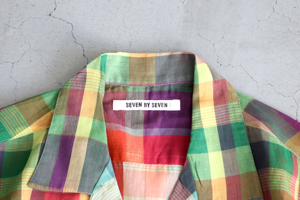 SEVEN BY SEVEN (���֥�Х����֥�) "OPEN COLLAR SHEER SHIRTS��S/S - Handwoven Madras check -"