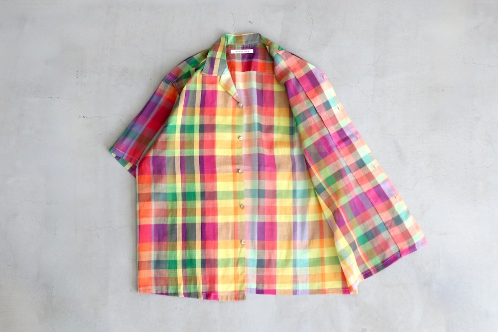 SEVEN BY SEVEN (���֥�Х����֥�) "OPEN COLLAR SHEER SHIRTS��S/S - Handwoven Madras check -"