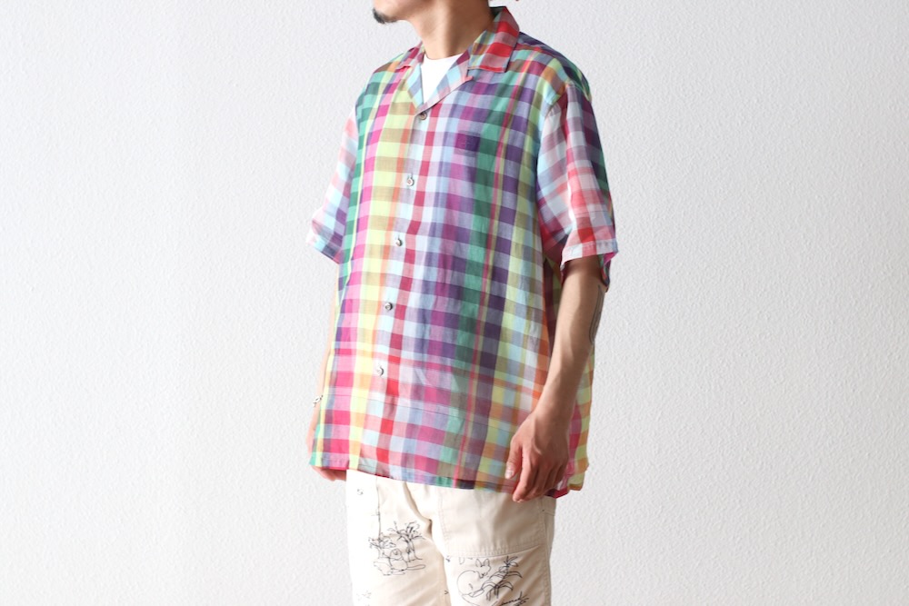 SEVEN BY SEVEN (���֥�Х����֥�) "OPEN COLLAR SHEER SHIRTS��S/S - Handwoven Madras check -"