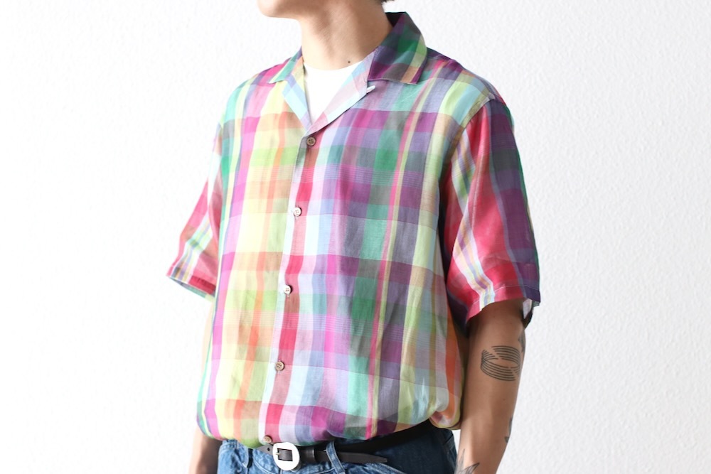 コ*ン様 SEVEN BY SEVEN open collar shirts s SEVEN BY SEVEN OPEN COLLAR SHEER SHIRTS S/S - BLUE - PURAS