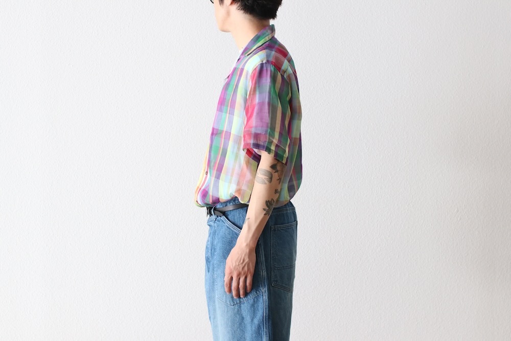 SEVEN BY SEVEN (���֥�Х����֥�) "OPEN COLLAR SHEER SHIRTS��S/S - Handwoven Madras check -"