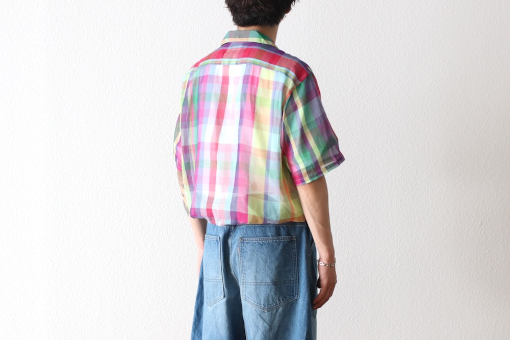 SEVEN BY SEVEN (���֥�Х����֥�) "OPEN COLLAR SHEER SHIRTS��S/S - Handwoven Madras check -"