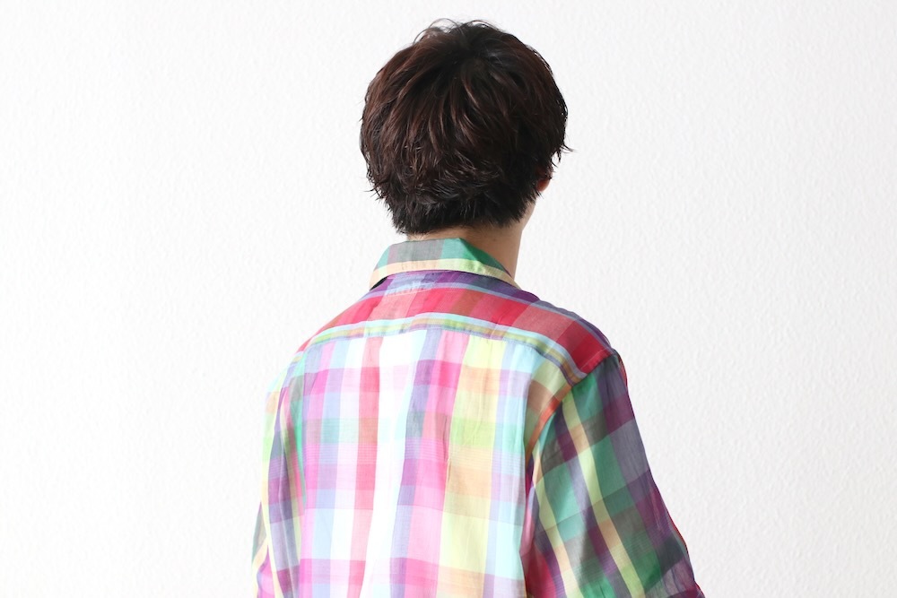 SEVEN BY SEVEN (���֥�Х����֥�) "OPEN COLLAR SHEER SHIRTS��S/S - Handwoven Madras check -"