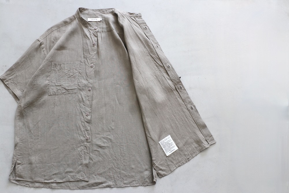 nonnative(�Υ�ͥ��ƥ���) "OFFICER STAND COLLAR S/S SHIRT LINEN CANVAS"