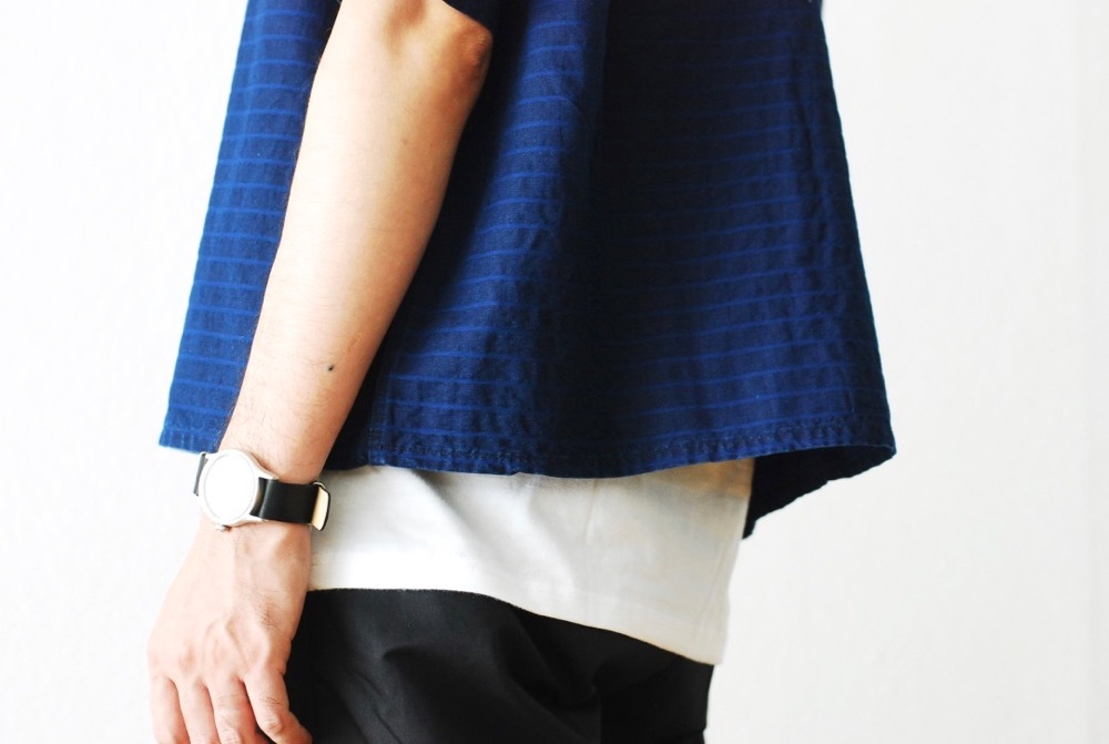 itten.(���åƥ�) "itten 6180 open collar S/S shirts -indigo border-"