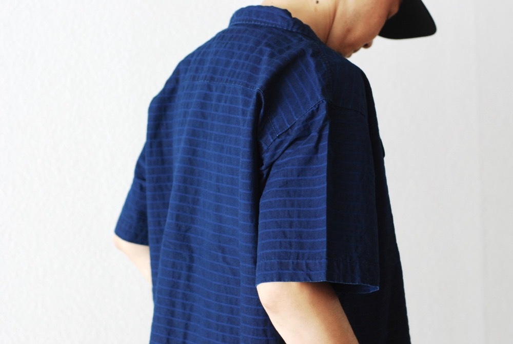itten.(���åƥ�) "itten 6180 open collar S/S shirts -indigo border-"