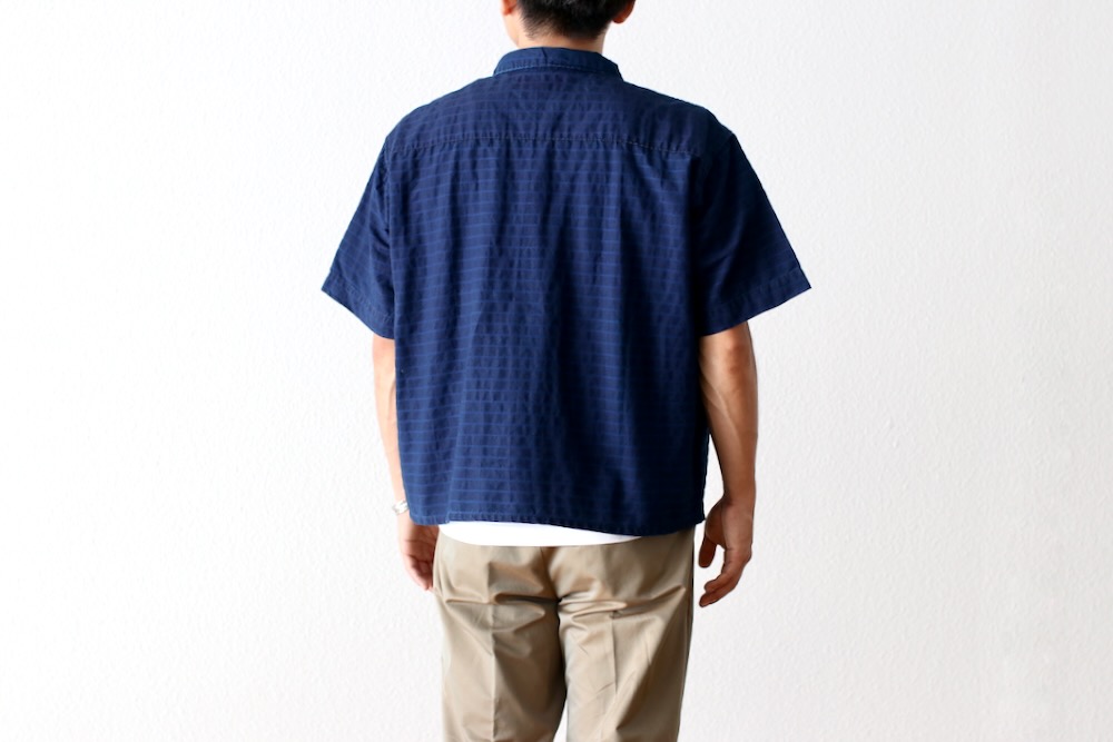 itten.(���åƥ�) "itten 6180 open collar S/S shirts -indigo border-"