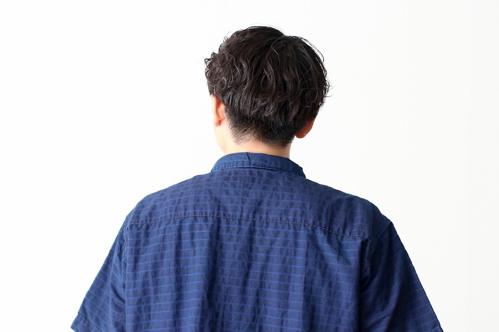 itten.(���åƥ�) "itten 6180 open collar S/S shirts -indigo border-"