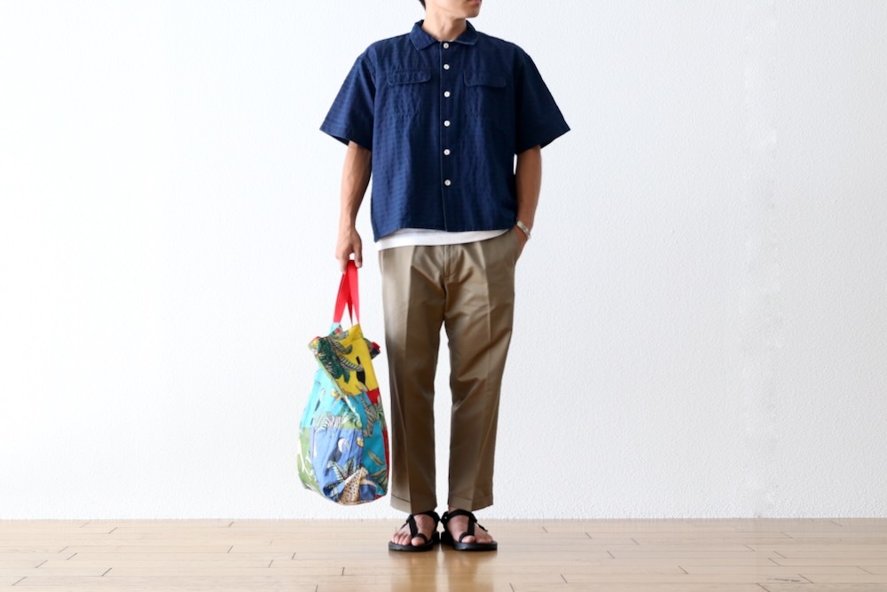itten.(���åƥ�) "itten 6180 open collar S/S shirts -indigo border-"