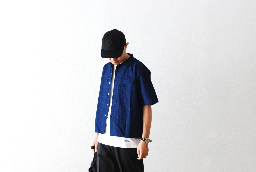 itten.(���åƥ�) "itten 6180 open collar S/S shirts -indigo border-"