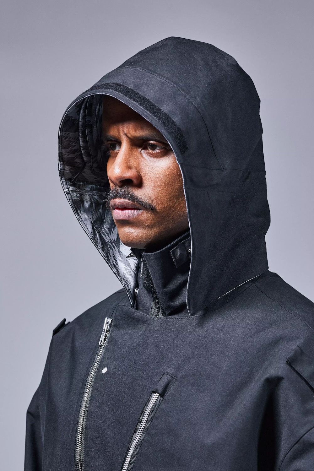 ACRONYM(˥) "J68W-BQ wide fir rider`s jacket -Xpore 3L CO face printed backer-"