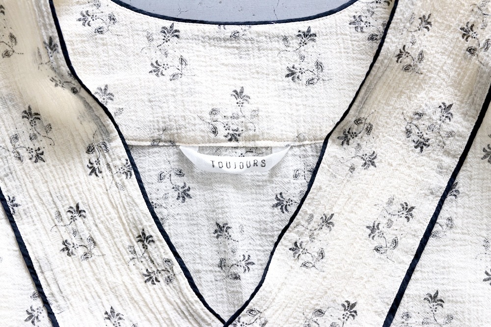 ��WOMEN'S��TOUJOURS�ʥȥ����塼�ˡ�Piping Bolero Blouse -FINE COTTON GAZE PIGMENT FLORAL PRINT CLOTH-"