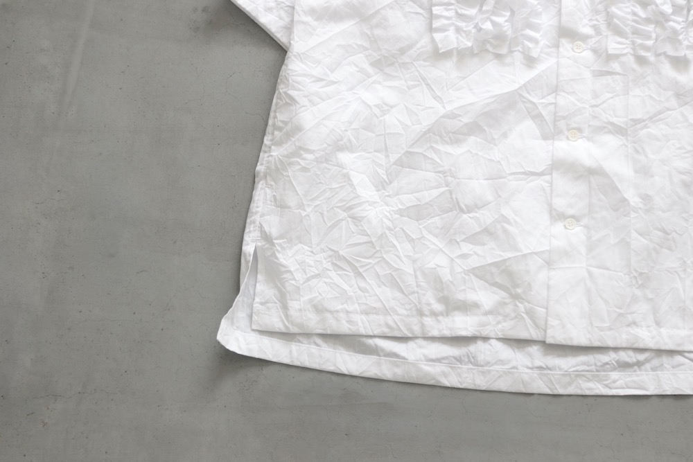 ��WOMEN'S��TOUJOURS�ʥȥ����塼�ˡ�Open Collar Short Sleeve Frill Shirt - WRINKLE COTTON PAPER CLOTH"