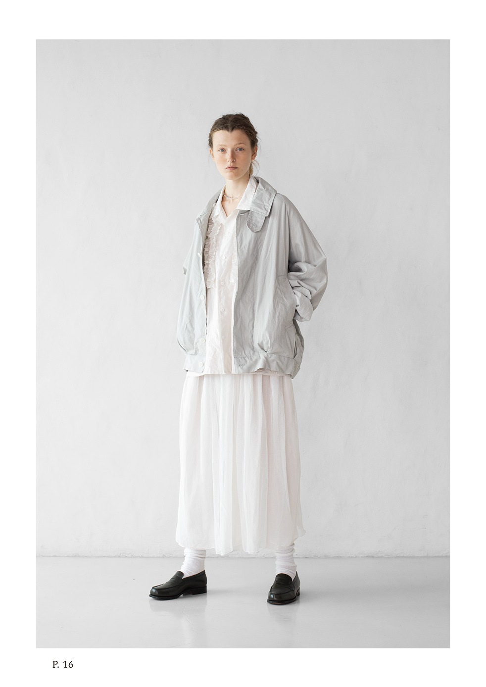 ��WOMEN'S��TOUJOURS�ʥȥ����塼�ˡ�Open Collar Short Sleeve Frill Shirt - WRINKLE COTTON PAPER CLOTH"